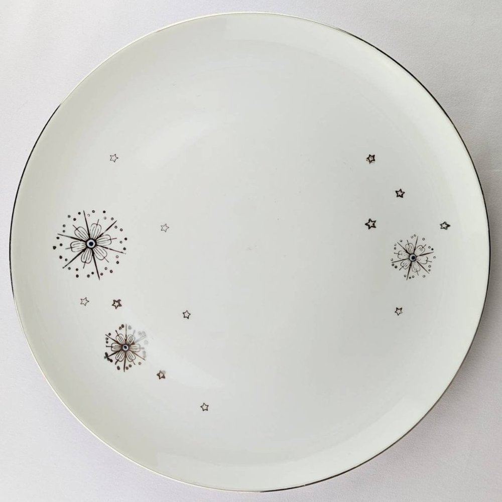 MCM 1950s Silver Trim Bread Butter Plate Retro Summit Fine China Stardust Japan